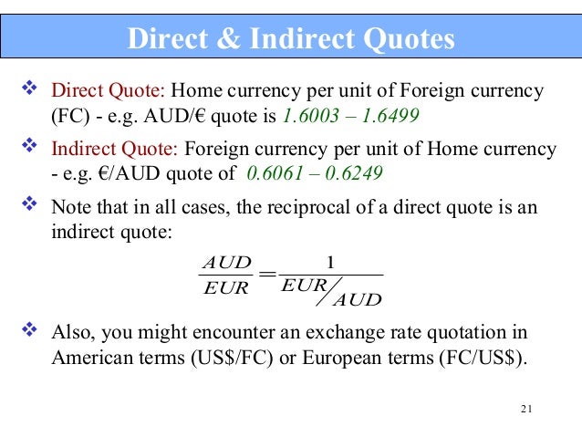 direct quote and indirect quote in forex